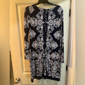 Vince Camuto navy blue print dress